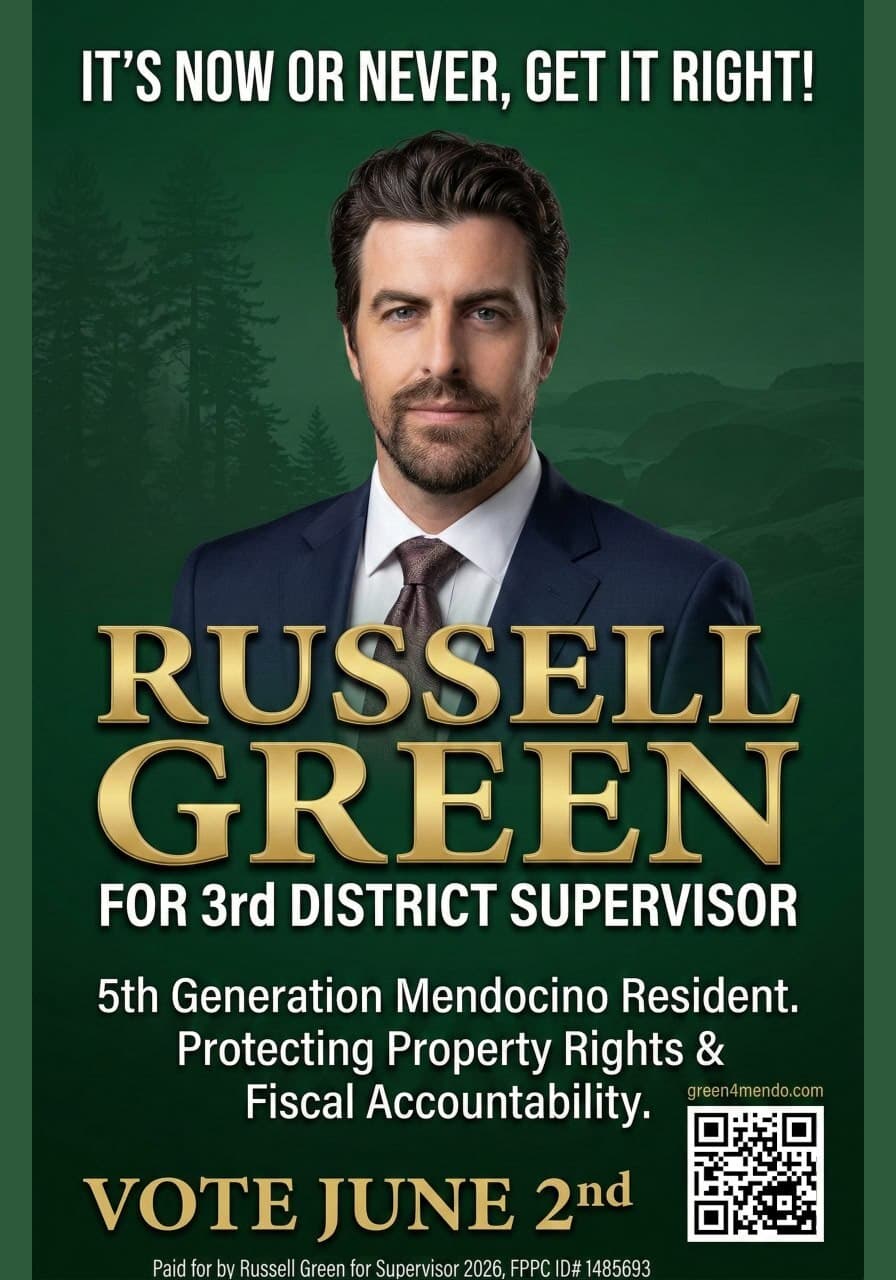 Russell Green campaign flyer - Vote June 2nd